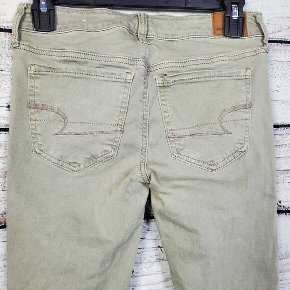 American Eagle Women’s Jegging Size 4 Distressed Olive Green Level Stretch - Picture 5 of 9